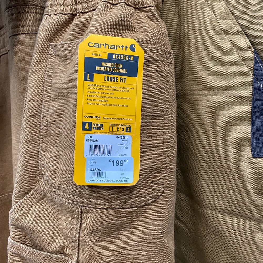 Carhartt Quilted Coveralls 44R. Inseam 29” scuff/ dirt marks on cuff & leg